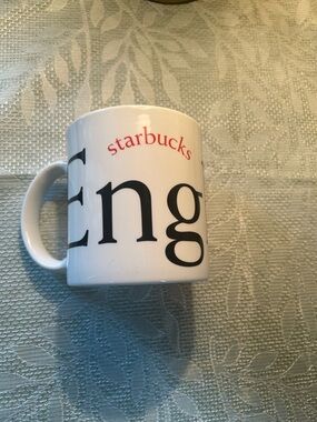 Starbucks England White Mug with Red Logo and Black Lettering city mugs 2002